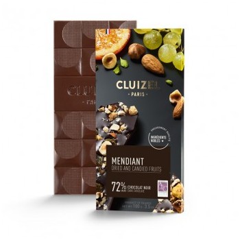 CHOCOLAT CLUIZEL NOIR 72% MENDIANT 100G