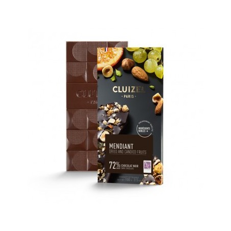 CHOCOLAT CLUIZEL NOIR 72% MENDIANT 100G