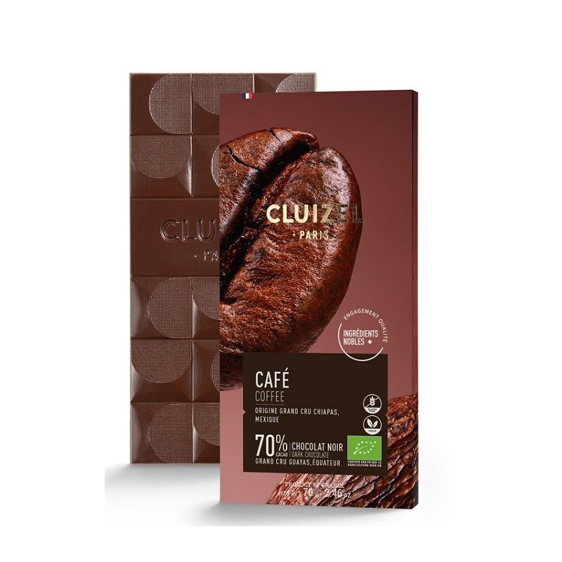 CHOC BIO NOIR CAFE 72% TAB 70G CLUIZEL